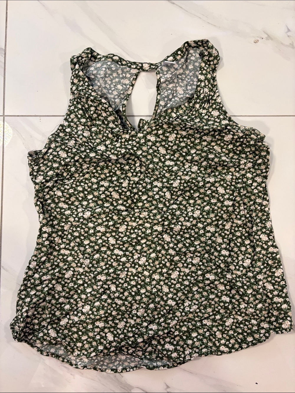 Old Navy Dark Green Floral Twist-Front Camisole